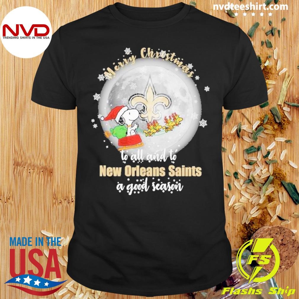 Santa Snoopy Merry Christmas To All And To New Orleans Saints A Good Season Sweater Shirt