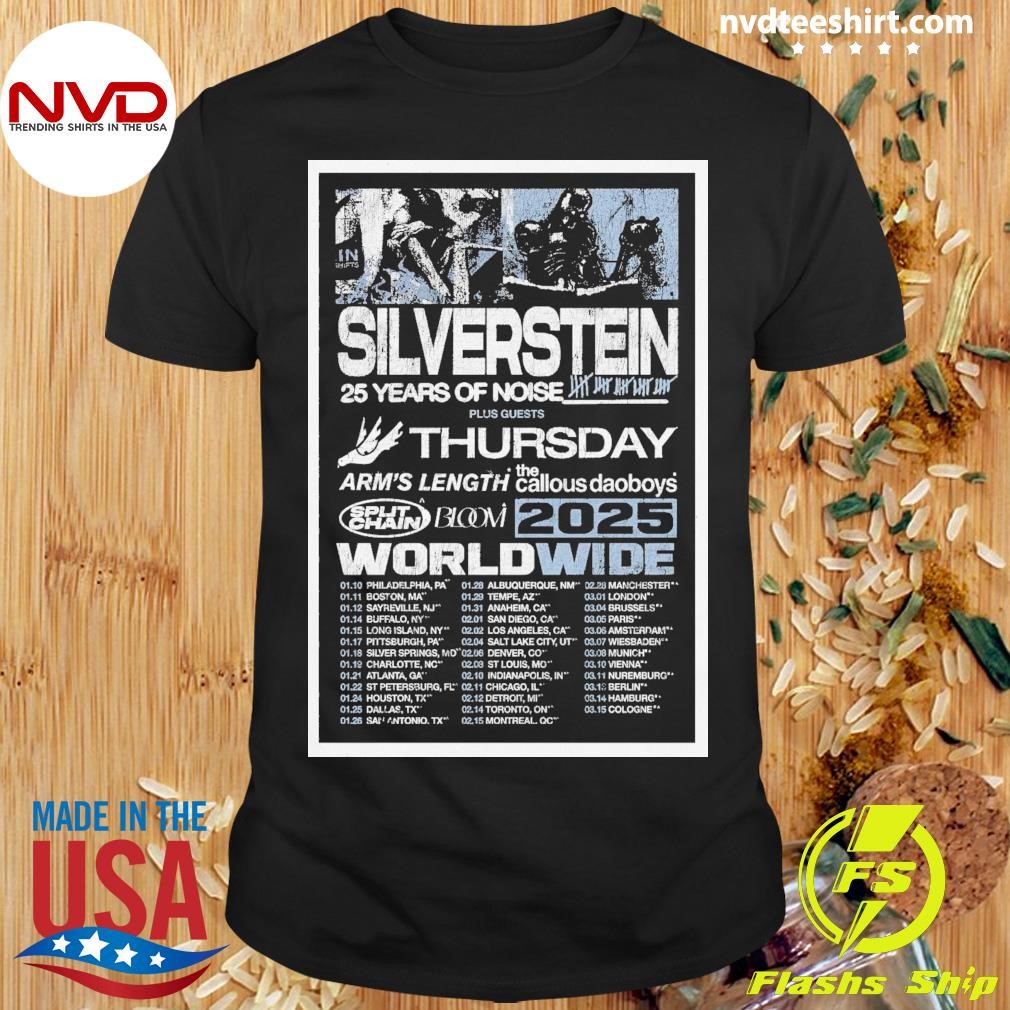 Silverstein Worldwide Years Of Noise Tour 2025 Shirt