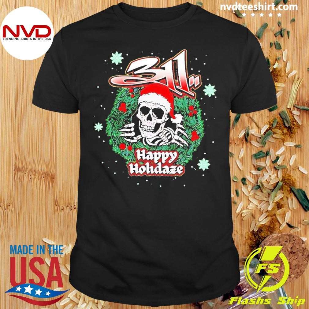 Skeleton 311 Happy Holidaze Christmas Shirt