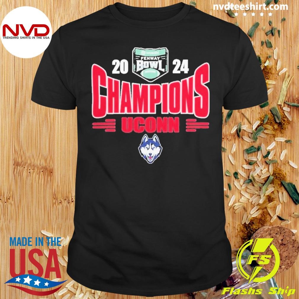 Uconn Huskies 2024 Wasabi Fenway Bowl Champs Logo Shirt