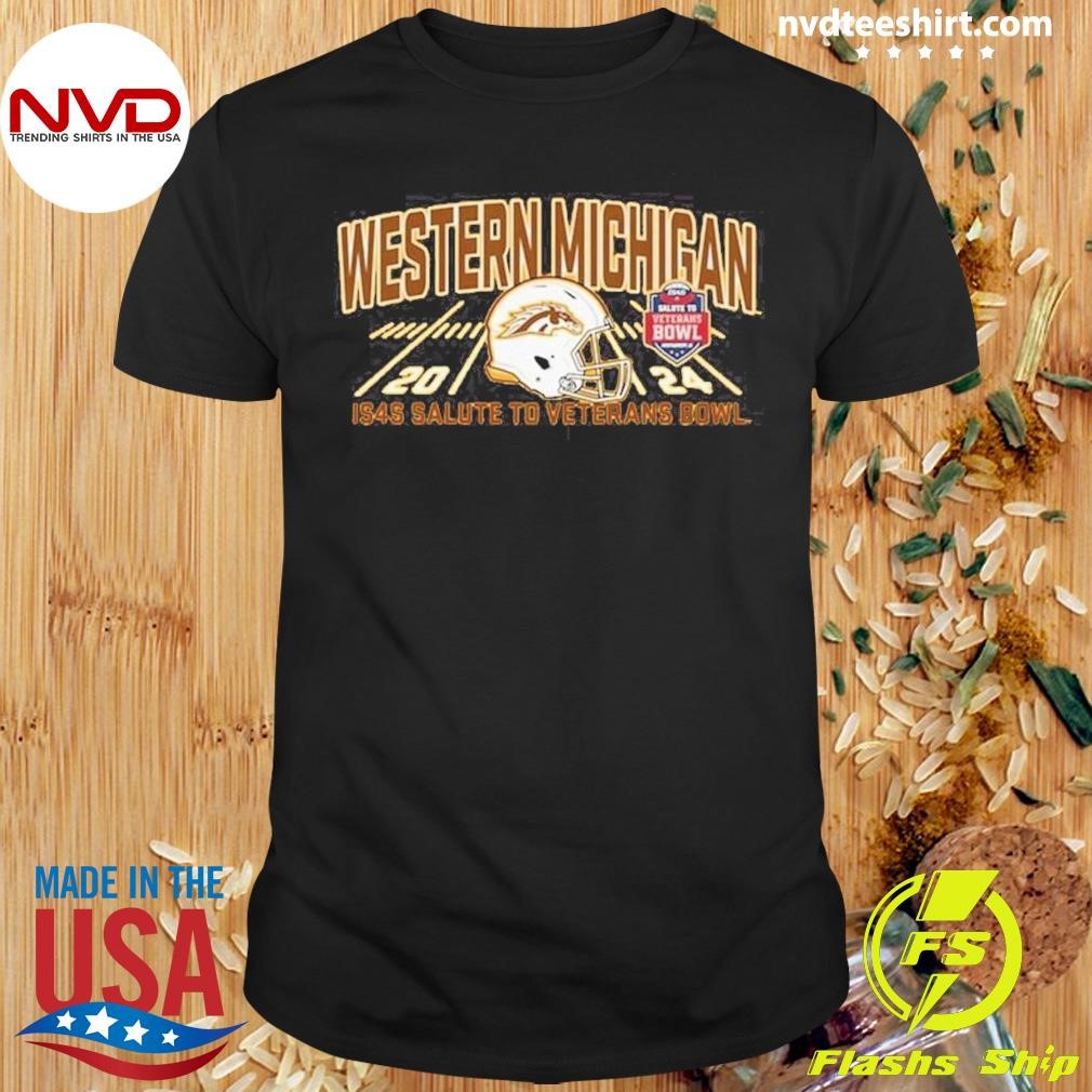 Western Michigan Broncos 2024 Salute to Veterans Bowl Bound Helmet Shirt