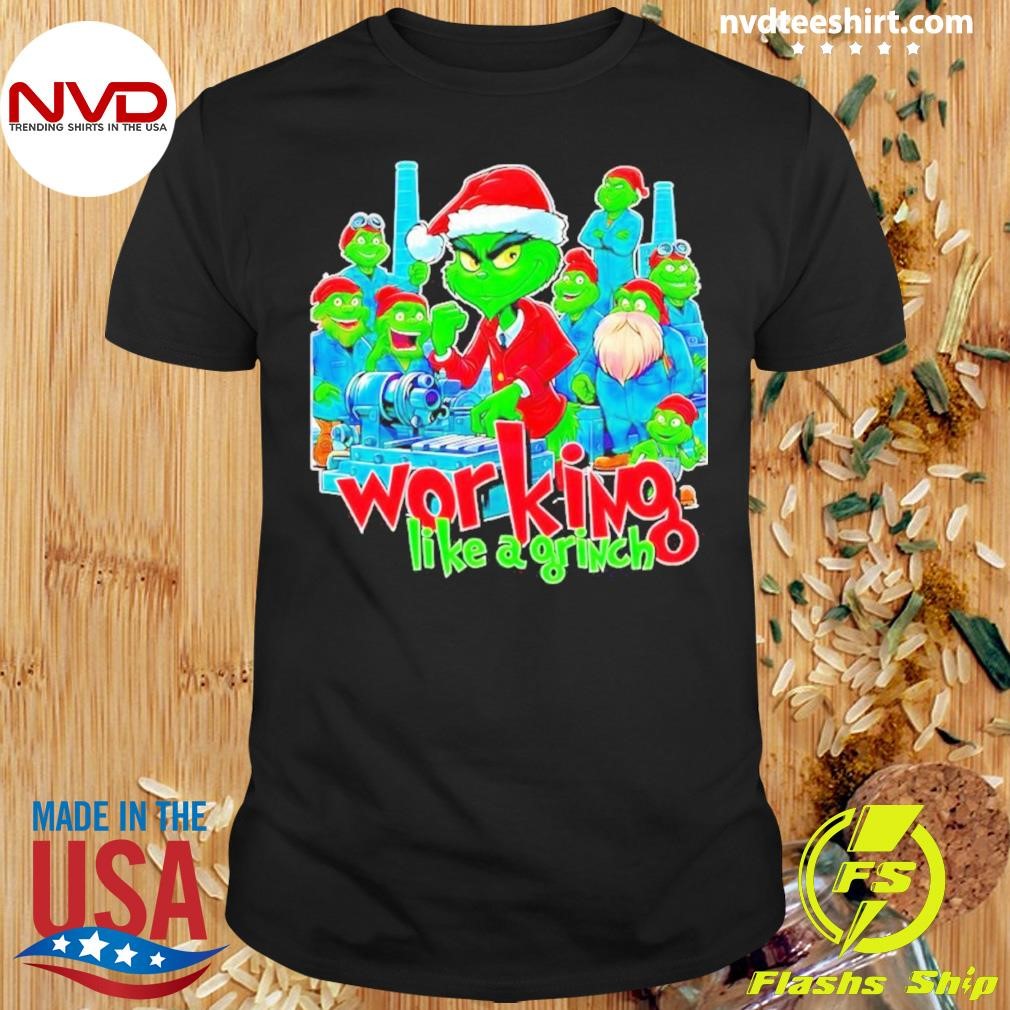 Working like a Grinch Christmas Mechanic Shirt