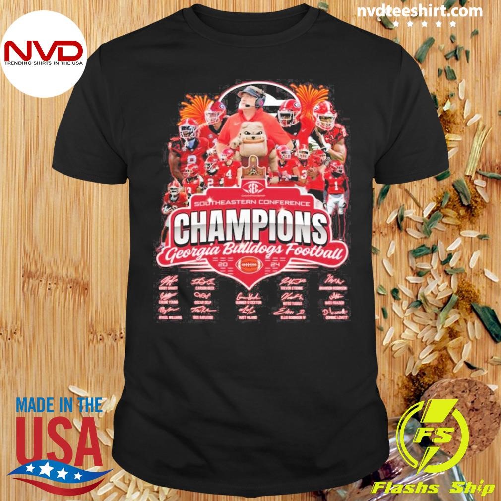 Georgia Bulldogs Football 2024 Champions Signatures Shirt