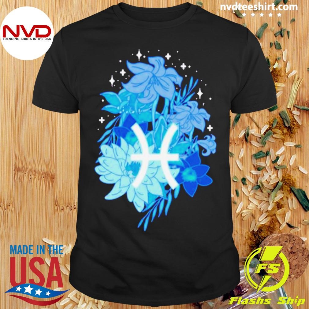 Pisces Flowers Periwinkle Shirt