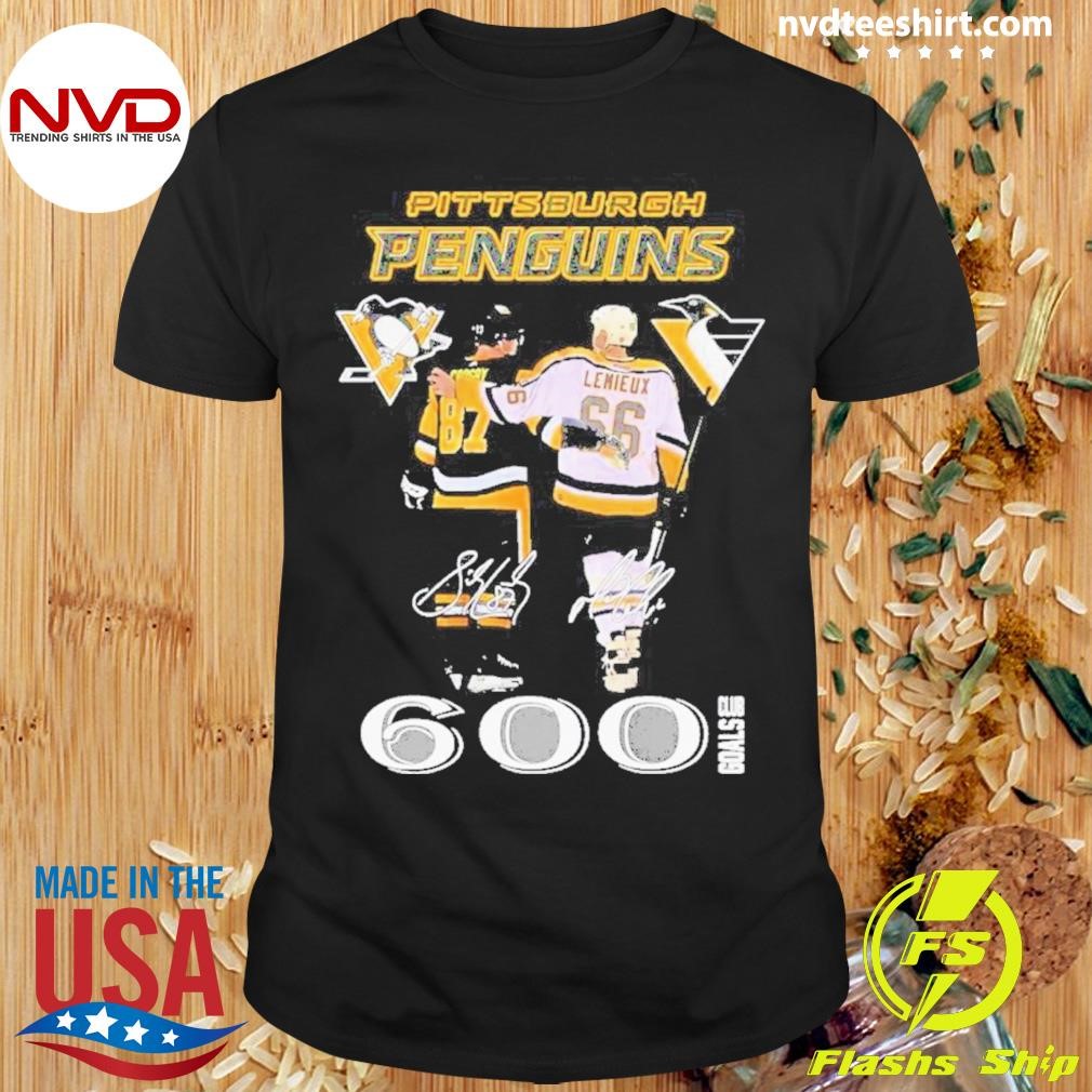 Pittsburgh Penguins Mario Lemieux X Sidney Crosby 600 Goals Club Signatures Shirt