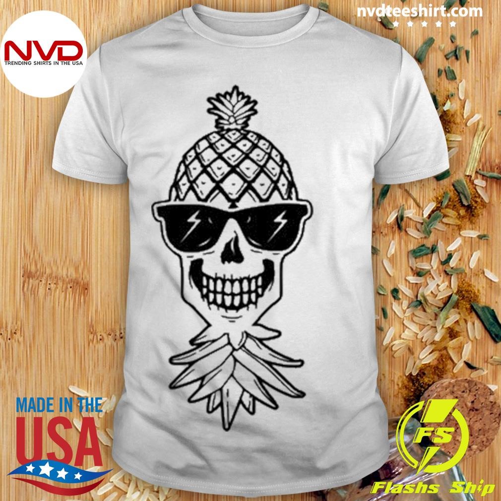 Upside Down Swinger Pineapple Skeleton Skull With Sunglasses Shirt