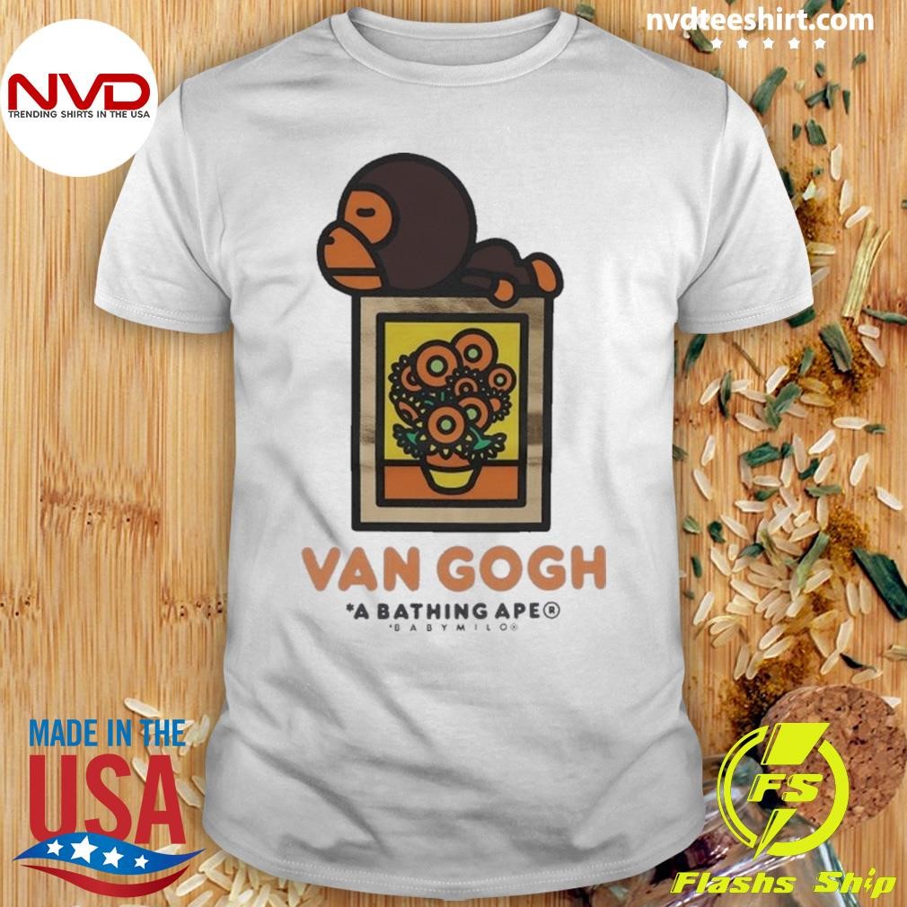 アイドル A BATHING APE x Van Gogh Museum Baby Bape x Van Gogh Museum Baby Milo Gogh Bloom Shirt - NVDTeeshirt