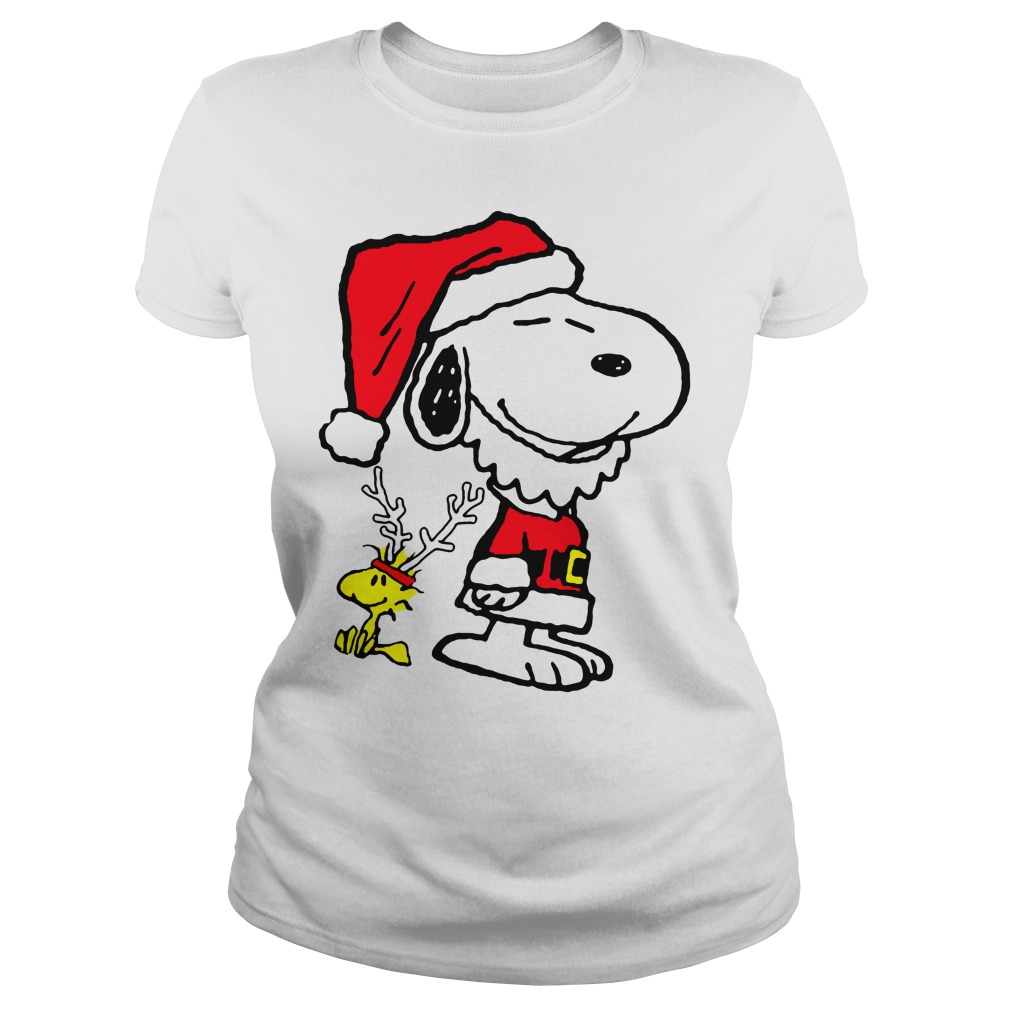 Snoopy Woodstock Christmas Santa Shirt, Ladies tee, Hoodie & Sweater