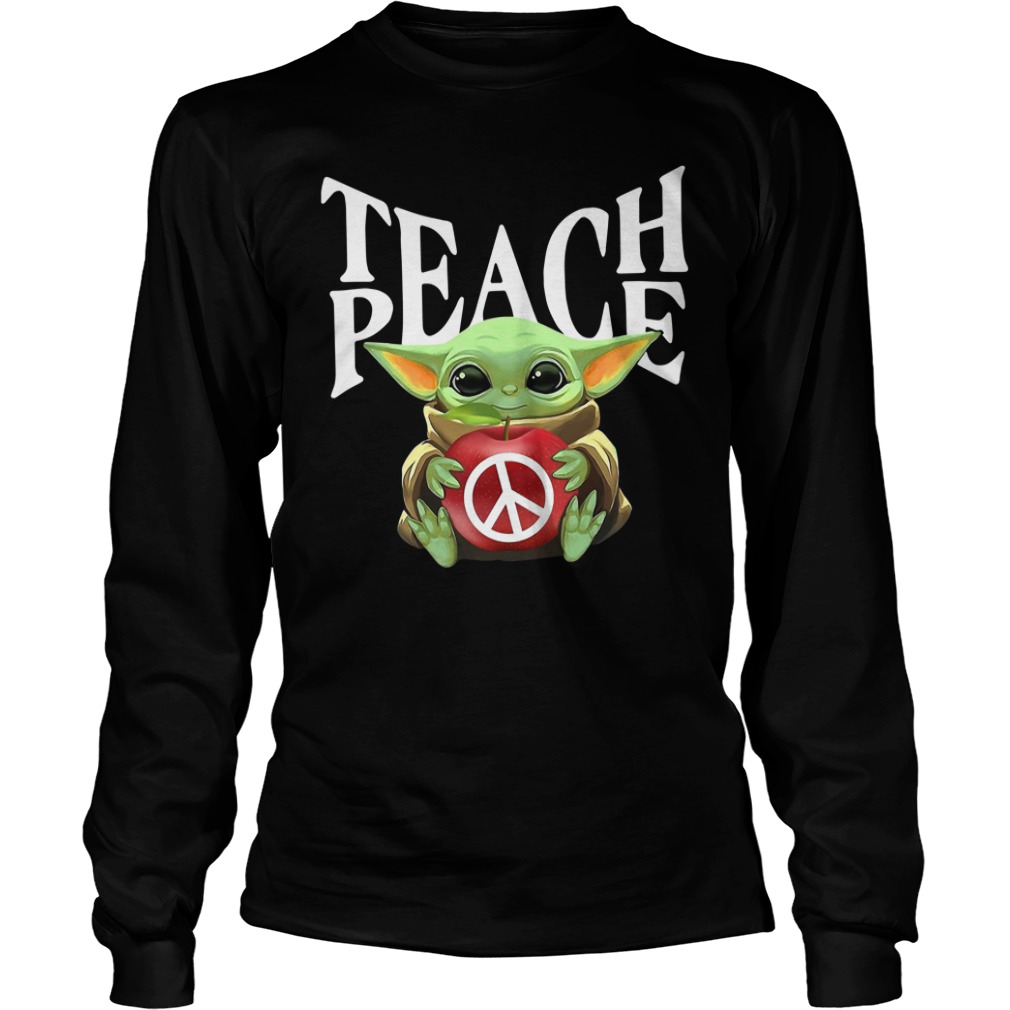 Baby Yoda hug teach Hippie peace t-shirt, unisex shirt