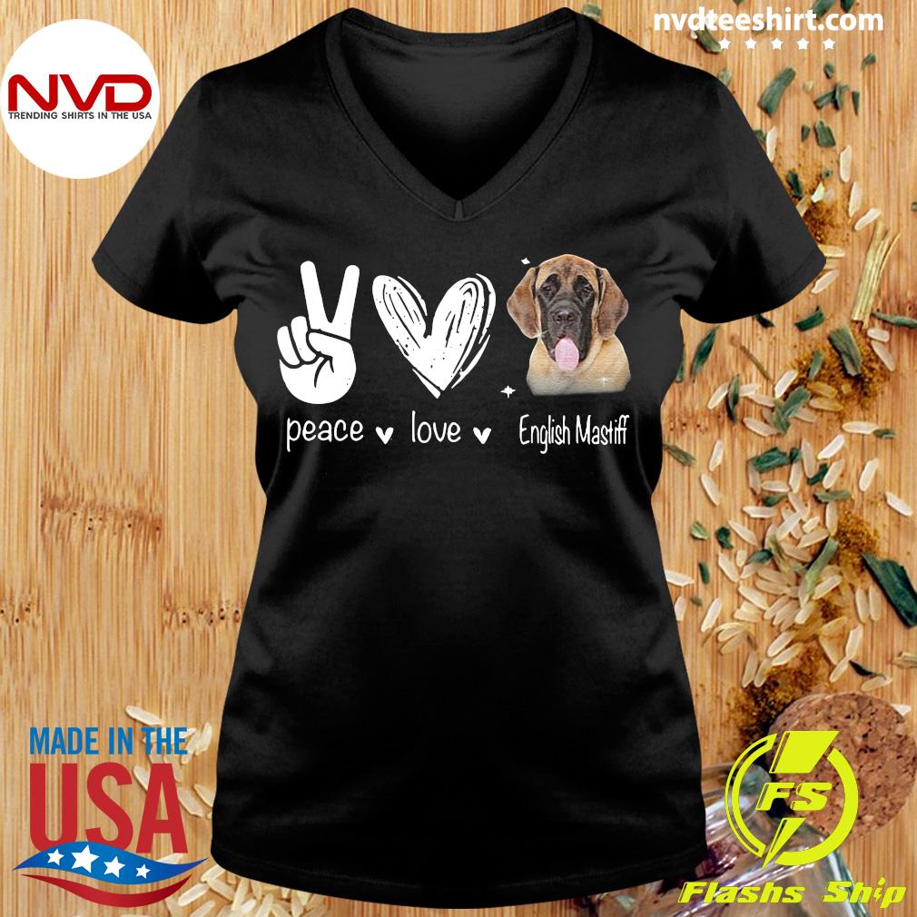 Official Peace Love English Mastiff Hippie Dog Shirt Nvdteeshirt