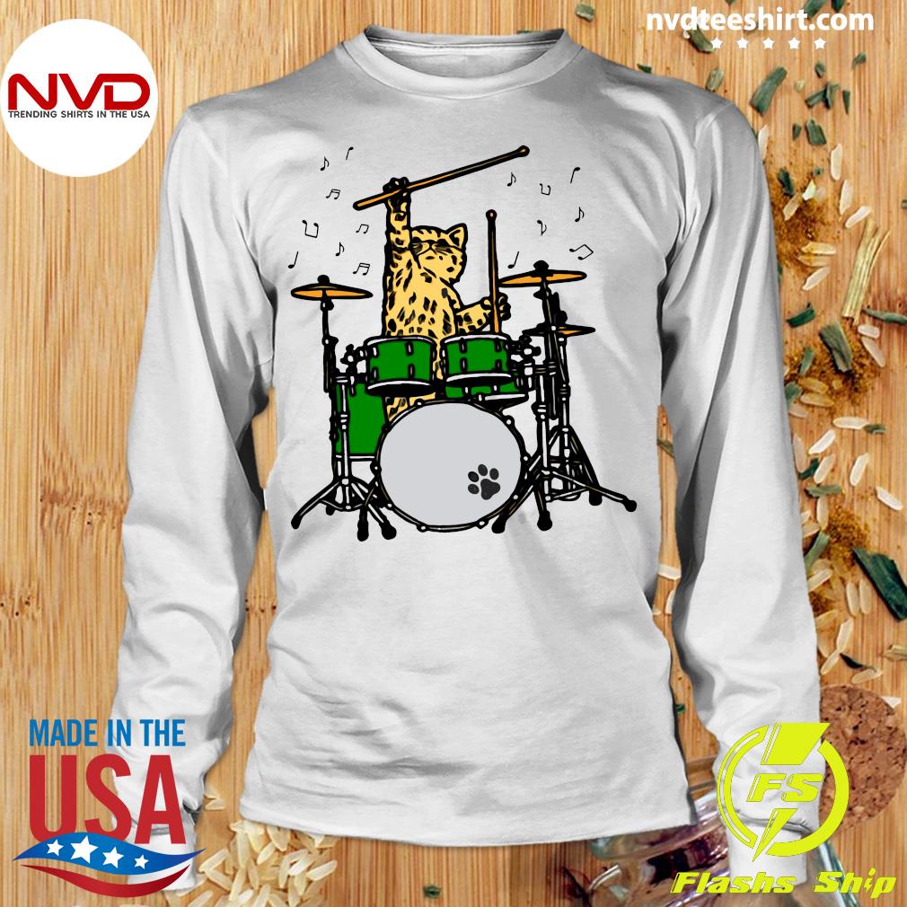 cat playing drums shirt