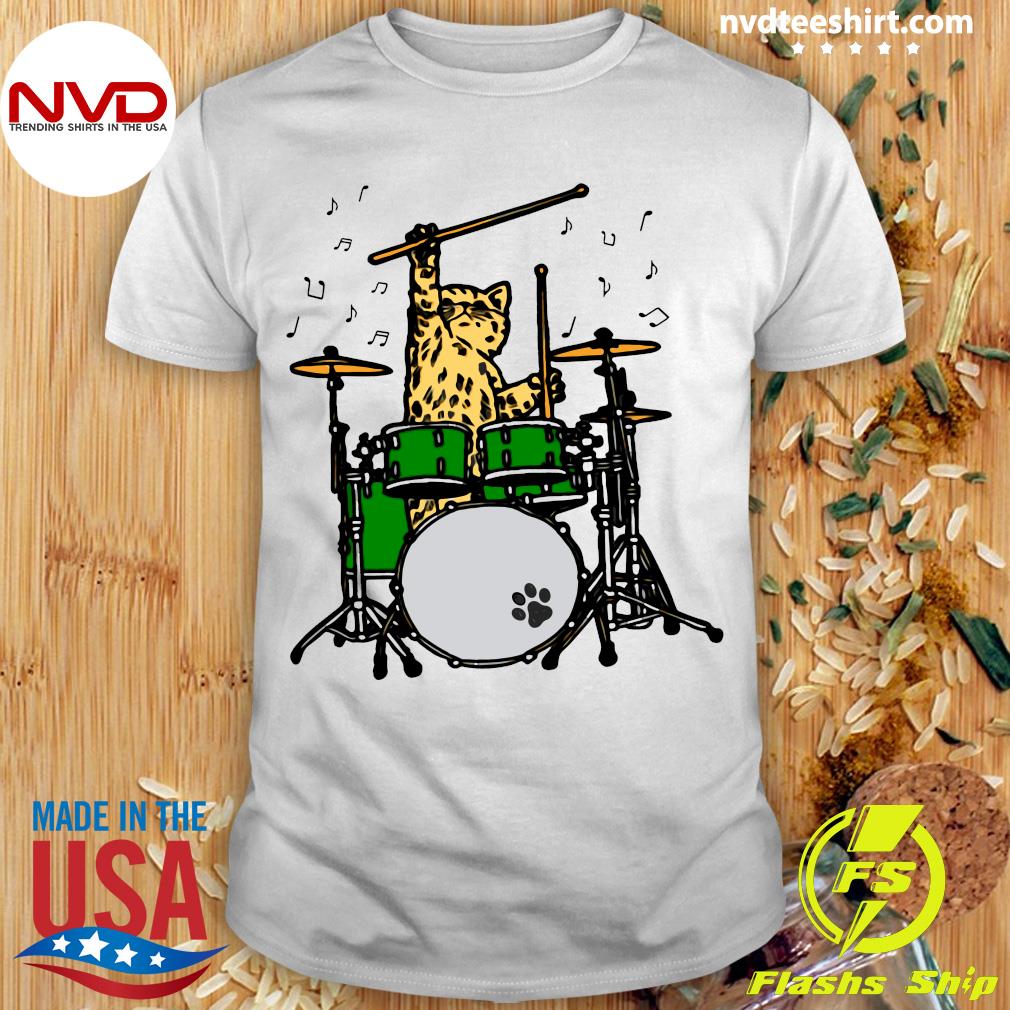 cat playing drums shirt