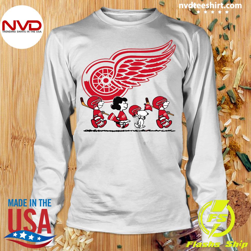 Let's Play Detroit Red Wings Ice Hockey Snoopy NHL Women's V-Neck T-Shirt 