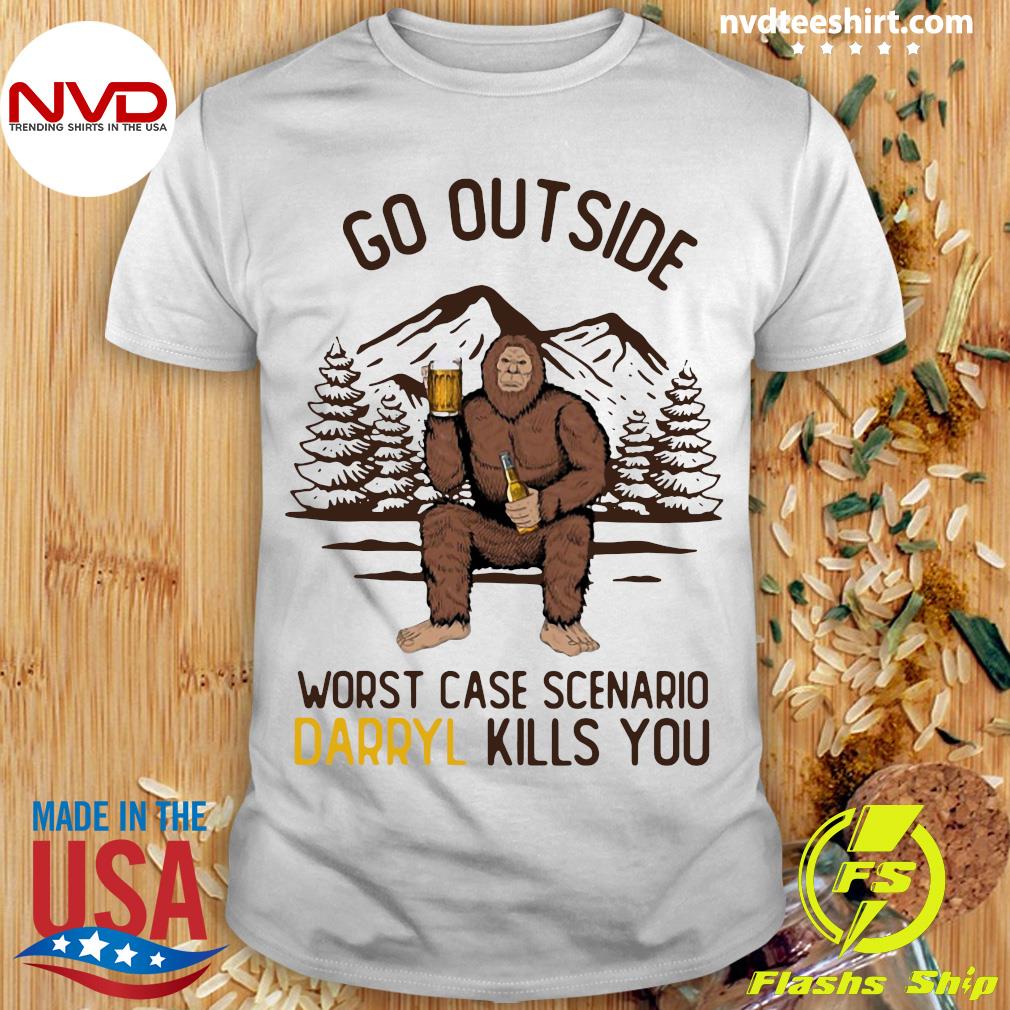 Funny Bigfoot Gift Bigfoot Drinking Beer Shirt Go Outside Worst Case Scenario Darryl Kills You Bigfoot Shirt Brewer T Shirt