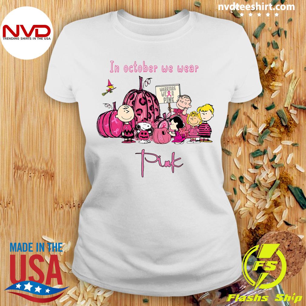 Peanuts Characters Carolina Panthers In October We Wear Pink Fall Shirt