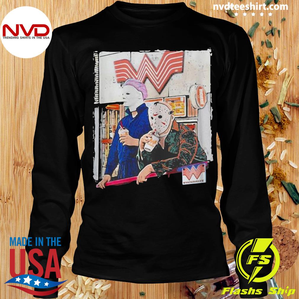 Michael Myers And Jason Voorhees Drinking Whataburger T-Shirt - TeeNavi