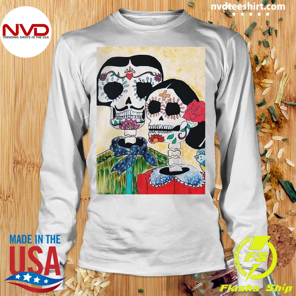 Vice51 Dodger Blue Sugar Skull Dia De Los Muertos Day of The Dead  Skull Shirt (S) : Clothing, Shoes & Jewelry