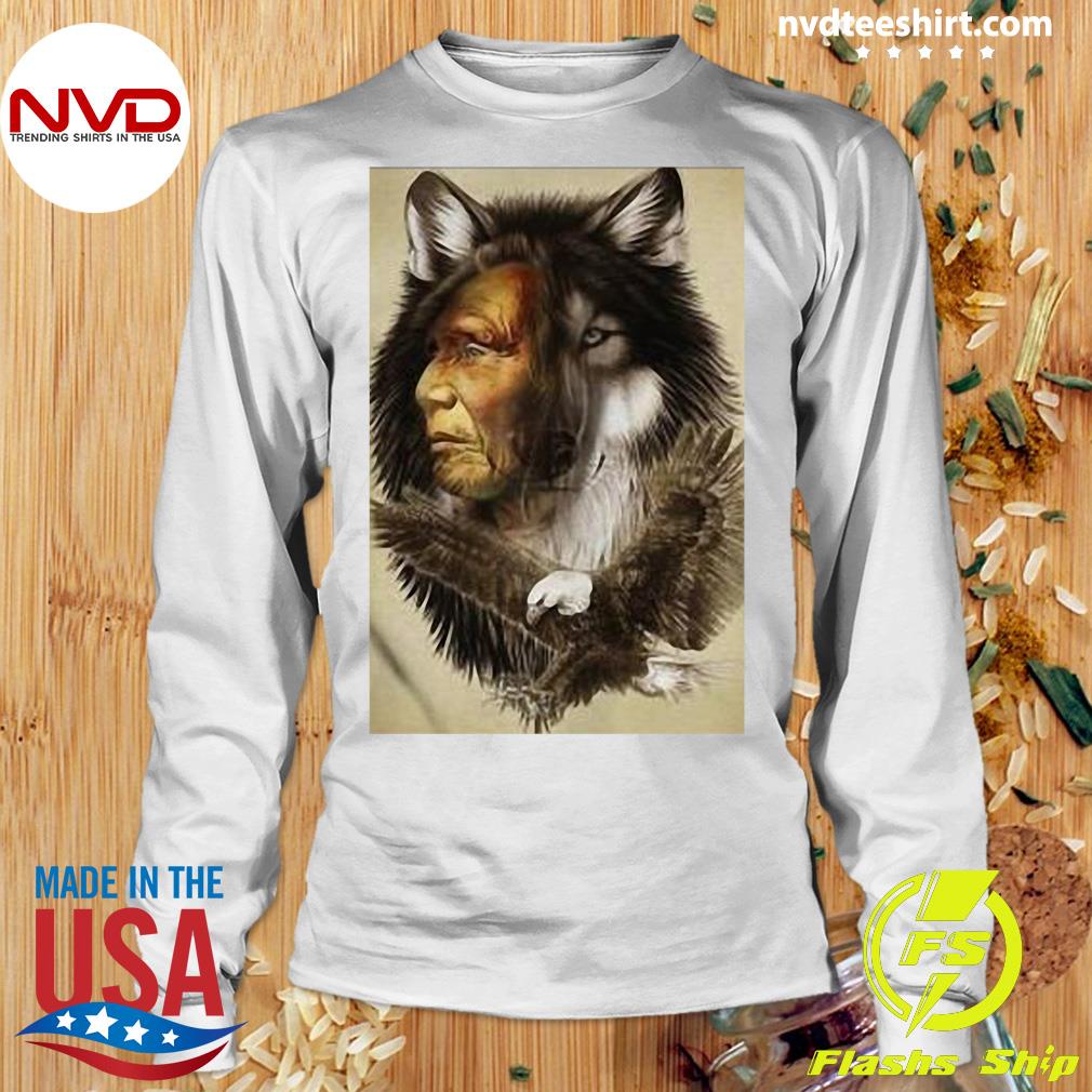 Eagle Wolf Native American Indian Wild Hoodie S M L XL 