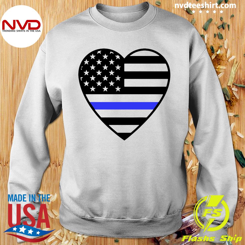 Official American Flag Thin Blue Line Heart T Shirt Nvdteeshirt